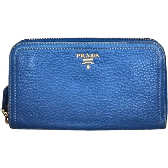 487118F YV Prada Wallet Blue Leather - Picture 2 of 2